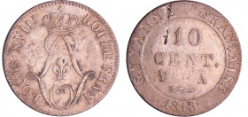 Guyanne - Louis XVIII (1814-1824) - 10 cent 1818 A (Paris)
TTB
Lecompte.30
 Bill ; 2.36 gr ; 22 mm
