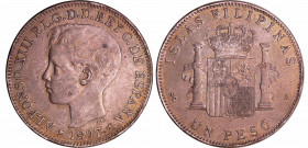 Philippines Royaume espagnol - Alfonso XIII (1886-1931) - Peso 1897 SGV (Madrid)
SPL
KM#154
 Ar ; 25.12 gr ; 37 mm
