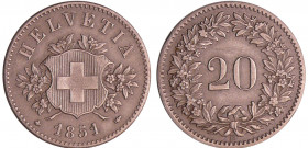 Suisse - 20 rappen 1851 BB
SUP
KMZ.2-1207
 Bill ; 3.26 gr ; 21 mm