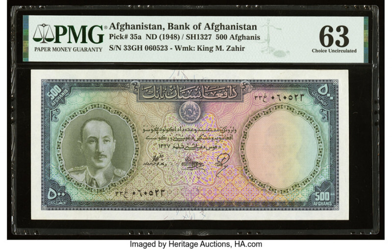 Afghanistan Bank of Afghanistan 500 Afghanis ND (1948) / SH1327 Pick 35a PMG Cho...