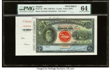 Angola Banco Nacional Ultramarino 5 Mil Reis 1.3.1909 Pick 31s Specimen PMG Choice Uncirculated 64. A pretty type, scarce in any format. This Specimen...