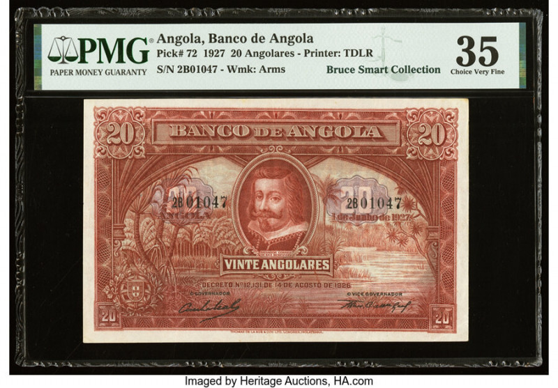 Angola Banco De Angola 20 Angolares 1.6.1927 Pick 72 PMG Choice Very Fine 35. A ...