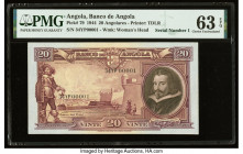 Serial Number 1 Angola Banco De Angola 20 Angolares 1.12.1944 Pick 79 PMG Choice Uncirculated 63 EPQ. The first series number for the prefix "34YP" is...