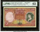 Angola Banco De Angola 1000 Angolares 1.3.1952 Pick 86s Specimen PMG Choice Uncirculated 63. This highest denomination rarity is extremely scarce in a...