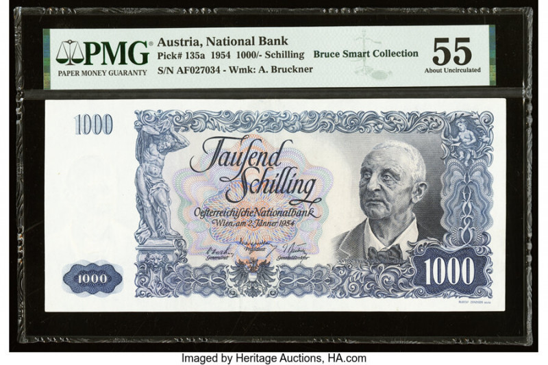 Austria Austrian National Bank 1000 Schilling 2.1.1954 Pick 135a PMG About Uncir...