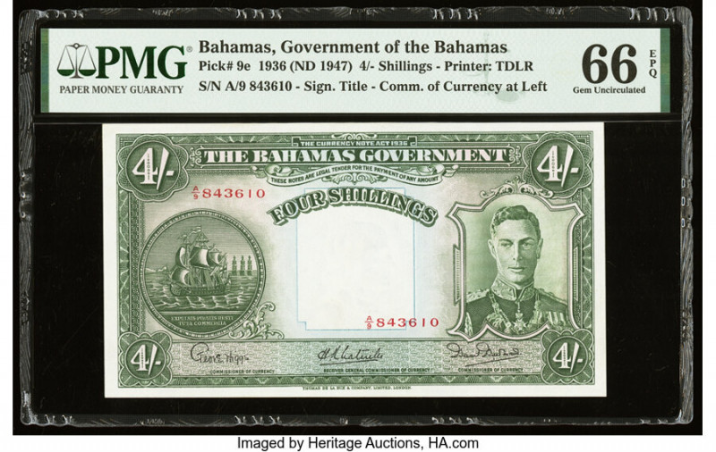 Bahamas Bahamas Government 4 Shillings 1936 (ND 1947) Pick 9e PMG Gem Uncirculat...
