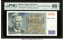 Belgium Nationale Bank Van Belgie 1000 Francs 2.7.1958 Pick 131a PMG Gem Uncirculated 66 EPQ. A pack fresh original note, and scarce in this excellent...
