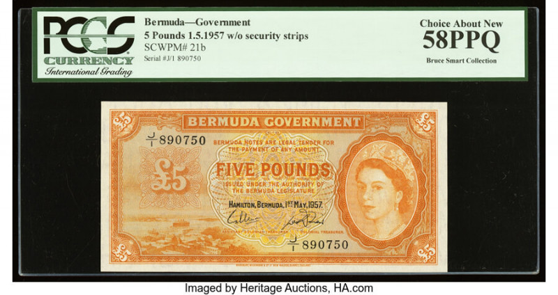 Bermuda Bermuda Government 5 Pounds 1.5.1957 Pick 21b PCGS Choice About New 58PP...