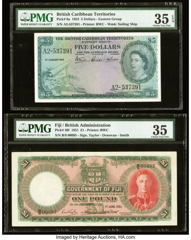 British Caribbean Territories Currency Board 5 Dollars 5.1.1953 Pick 9a PMG Choi...