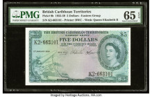 British Caribbean Territories Currency Board 5 Dollars 2.1.1958 Pick 9b PMG Gem Uncirculated 65 EPQ. The middle dates for this denomination are rare i...