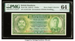 British Honduras Government of British Honduras 1 Dollar 1.2.1952 Pick 24b PMG Choice Uncirculated 64. This outstanding note is the first in a consecu...