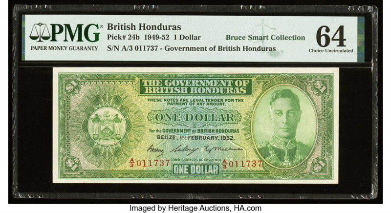 British Honduras Government of British Honduras 1 Dollar 1.2.1952 Pick 24b PMG C...