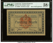 Cameroon Kaiserliches Gouvernement 50 Mark 1914 Pick 2b PMG Choice About Unc 58 EPQ. Only a hint of circulation is present on this rare German Colonia...