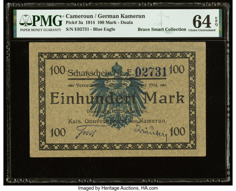 Cameroon Kaiserliches Gouvernement 100 Mark 12.8.1914 Pick 3a PMG Choice Uncircu...
