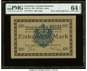Cameroon Kaiserliches Gouvernement 100 Mark 12.8.1914 Pick 3a PMG Choice Uncirculated 64 EPQ. An excellent German Colonial issue, rare in any grade, a...