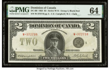 Canada Dominion of Canada $2 23.6.1923 DC-26l PMG Choice Uncirculated 64. The eventual King of England, Edward VIII, is portrayed on this handsome not...
