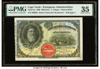 Cape Verde Banco Nacional Ultramarino 2500 Reis 1.3.1909 Pick 5a PMG Choice Very Fine 35. Terrific colors are seen under mild circulation. In fact, th...