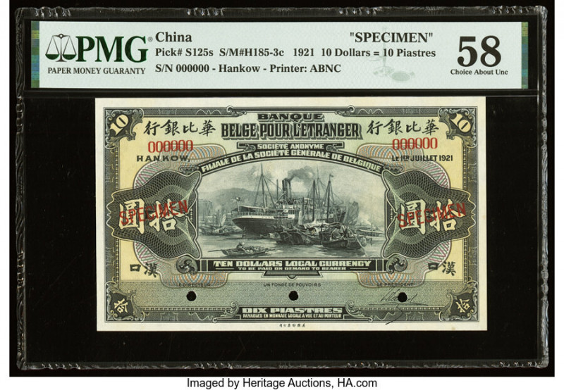 China Banque Belge Pour l'Etranger, Hankow 10 Dollars = 10 Piastres 1.7.1921 Pic...