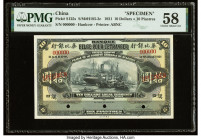China Banque Belge Pour l'Etranger, Hankow 10 Dollars = 10 Piastres 1.7.1921 Pick S125s S/M#H185-3c Specimen PMG Choice About Unc 58. A rarely seen de...