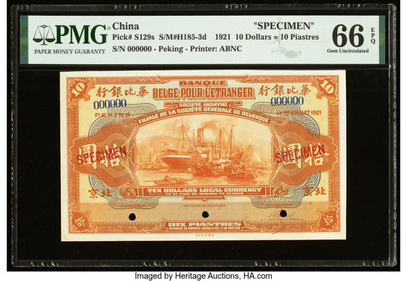 China Banque Belge Pour l'Etranger, Peking 10 Dollars = 10 Piastres 1.7.1921 Pic...