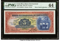 Costa Rica Banco Internacional de Costa Rica 5 Colones 16.1.1936 Pick 180a PMG Choice Uncirculated 64. Costa Rican issues from this era are seldom see...