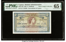 Cyprus Central Bank of Cyprus 5 Shillings 1.9.1952 Pick 30 PMG Gem Uncirculated 65 EPQ. This is the first Cypriot banknote to feature the portrait of ...