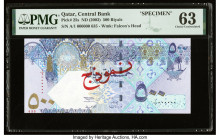 Qatar Qatar Central Bank 500 Riyals ND (2003) Pick 25s Specimen PMG Choice Uncirculated 63. Qatar highest denomination banknotes are as popular as eve...