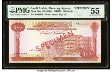 Saudi Arabia Saudi Arabian Monetary Agency 100 Riyals ND (1966) / AH1379 Pick 15as Specimen PMG About Uncirculated 55. A desirable Specimen of the hig...