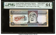 Saudi Arabia Saudi Arabian Monetary Agency 10 Riyals ND (1983) / AH1379 Pick 23bs Specimen PMG Choice Uncirculated 64 EPQ. Saudi Specimens are scarce ...