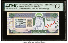 Saudi Arabia Saudi Arabian Monetary Agency 500 Riyals 2003 / AH1379 Pick 30s Specimen PMG Superb Gem Unc 67 EPQ. At the time of cataloging, this Speci...