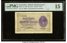 Seychelles Government of Seychelles 50 Cents 1.7.1919 Pick 1a PMG Choice Fine 15. 1919 is the first of five dates for this small denomination, includi...