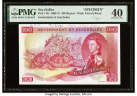 Seychelles Government of Seychelles 100 Rupees 1968-75 Pick 18s Specimen PMG Extremely Fine 40. All design elements of this highest denomination rarit...