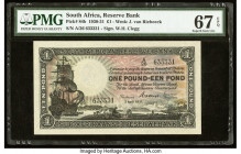 South Africa South African Reserve Bank 1 Pound 2.4.1931 Pick 84b PMG Superb Gem Unc 67 EPQ. South African notes from this era are extremely rare in U...