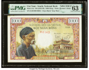 South Vietnam National Bank of Viet Nam 1000 Dong ND (1955-56) Pick 4As Specimen PMG Choice Uncirculated 63. The Bank of France designed and printed t...