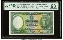 Southern Rhodesia Southern Rhodesia Currency Board 1 Pound 15.12.1939 Pick 10a PMG Choice Uncirculated 63 EPQ. A beautiful Bradbury, Wilkinson & Compa...