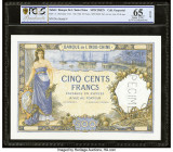 Tahiti Banque de l'Indochine 500 Francs ND (1938) Pick 13bs Specimen PCGS Banknote Gem UNC 65 OPQ. Simply beautiful paper and design elements are pres...