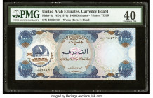 United Arab Emirates Currency Board 1000 Dirhams ND (1976) Pick 6a PMG Extremely Fine 40. A well preserved example of the highest denomination 1000 Di...