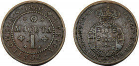 ANGOLA Pedro V 1860 1 MACUTA COPPER Portuguese 35.99g KM# 59
