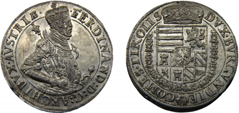 AUSTRIA Tyrol Ferdinand II ND (1577-1595) 1 THALER SILVER Hall Mint 28.57g Dav E...