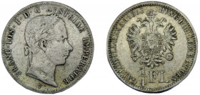 AUSTRIA Franz Joseph I 1863 V ¼ FLORIN SILVER Empire, Venice Mint 5.28g KM# 2214