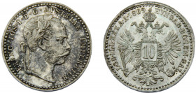 AUSTRIA, HUNGARY Franz Joseph I 1869 10 KREUZER SILVER Empire 1.69g KM# 2206