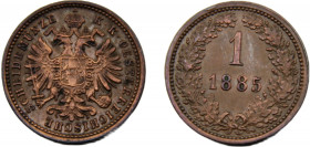 AUSTRIA, HUNGARY Franz Joseph I 1885 1 KREUZER COPPER Empire, Vienna Mint 3.38g KM# 2187