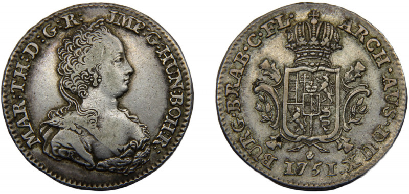 AUSTRIAN NETHERLANDS Maria Theresia 1751 ½ DUCATON SILVER Antwerp Mint 16.58g KM...