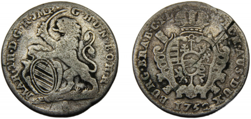 AUSTRIAN NETHERLANDS Maria Theresia 1752 1 ESCALIN SILVER Antwerp Mint 4.35g KM#...