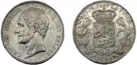BELGIUM Leopold I 1849 5 FRANCS SILVER Kingdom 24.82g KM# 17