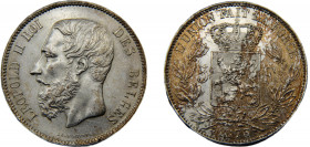 BELGIUM Leopold II 1873 5 FRANCS SILVER Kingdom, Small Head 25.06g KM# 24