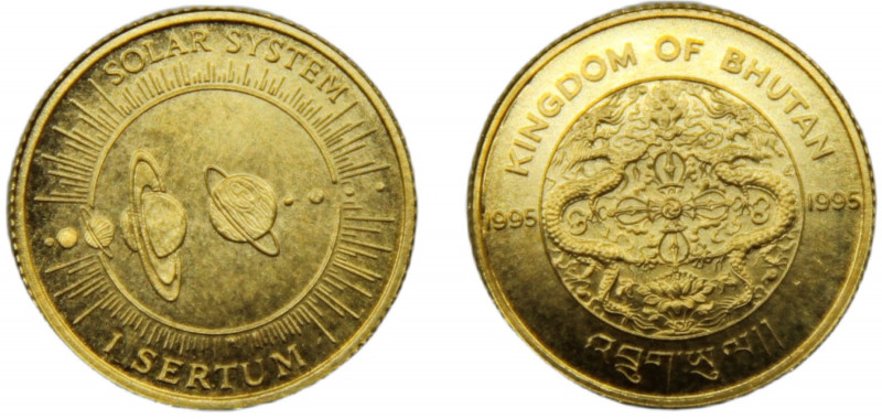 BHUTAN Jigme Singye 1995 1 SERTUM GOLD Kingdom, Solar System 1.27g KM# 107
