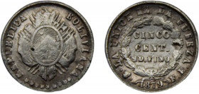 BOLIVIA 1879 PTS FE 5 CENTAVOS SILVER Republic, Potosi Mint 1.14g KM# 157.1