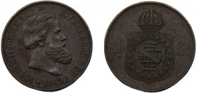 BRAZIL Pedro II 1869 20 RÉIS COPPER Empire, Brussels Mint 6.9g KM# 474