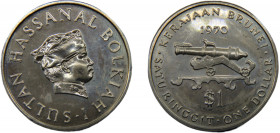 BRUNEI Hassanal Bolkiah 1970 1 RINGGIT / DOLLAR NICKEL Royal Mint(Mintage 5000) 17.08g KM# 14